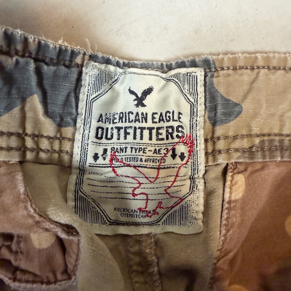 American Eagle Outfitters Mens 36 Camo Cargo Shorts AE3 Ripstop Distressed Y2K - Picture 2 of 8
